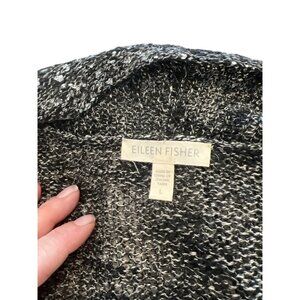 Eileen Fisher Metallic 3/4 Sleeve Open Front Knit Cardigan Large